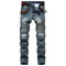 Men's Cycling Jeans Mid Waist Motorcycle Jeans Straight Pants